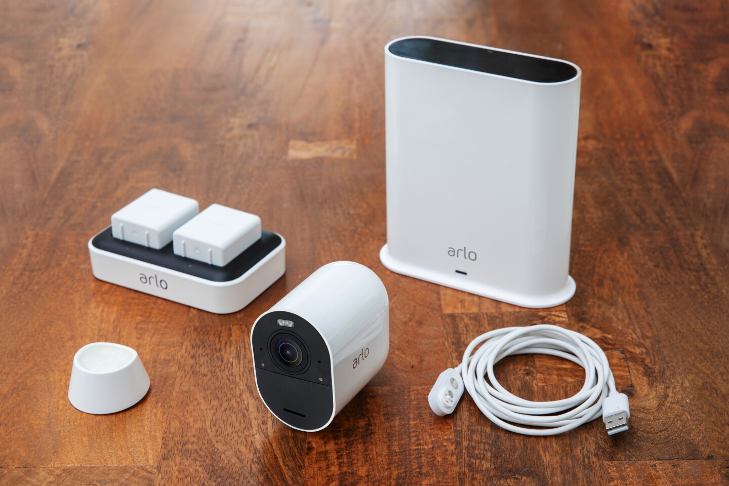 The Arlo Ultra is installed using the included magnetic mount, and even the magnetic cable used to recharge the newly-designed battery has been weather-proofed