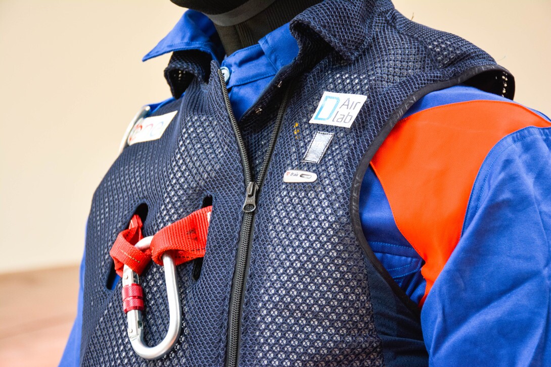 Dainese says that the Smart Jacket system can protect against "pendulum-effect" impacts for harness-wearing staff working above 2 meters