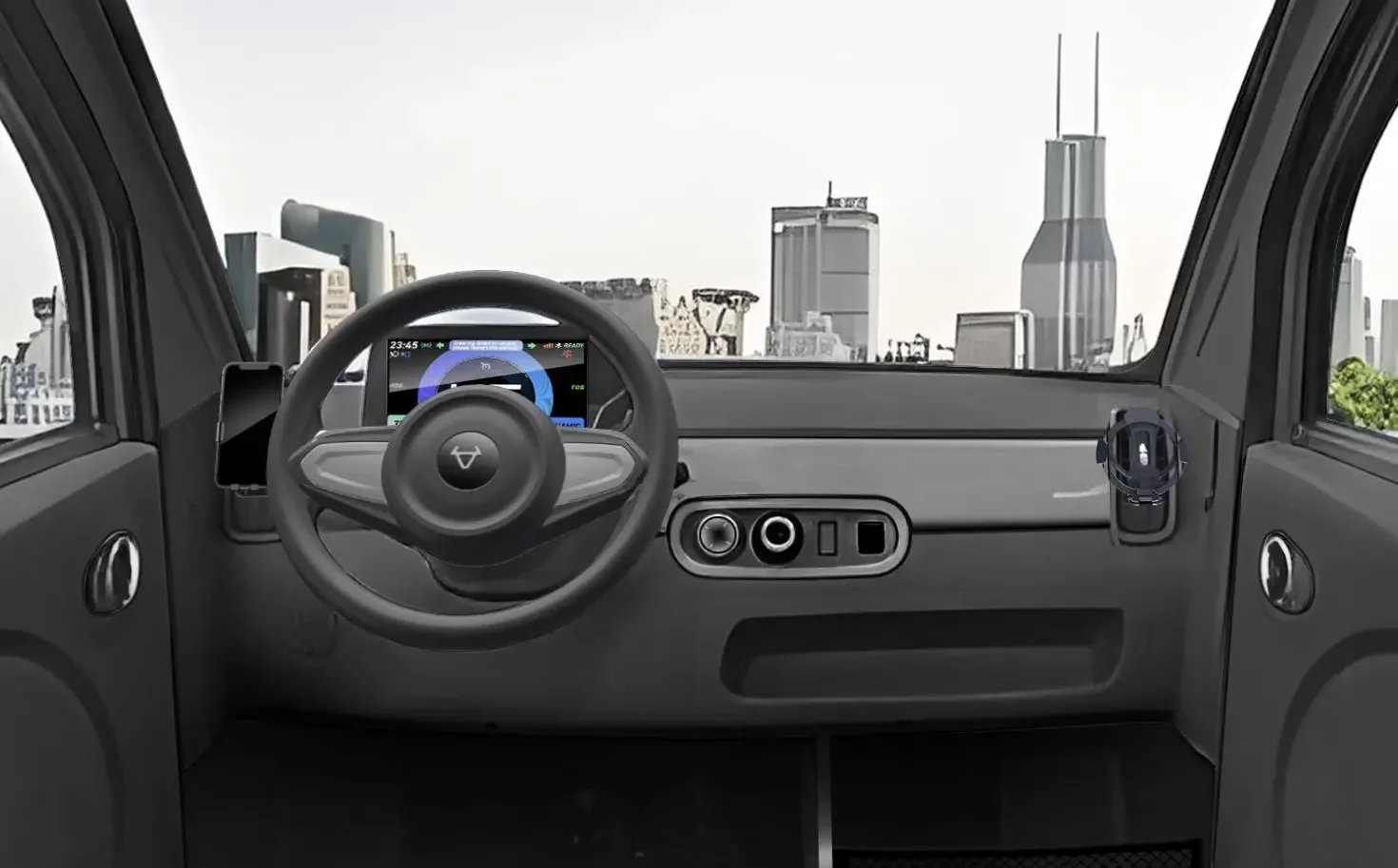 The spartan cockpit has seating for two and good all-around visibility