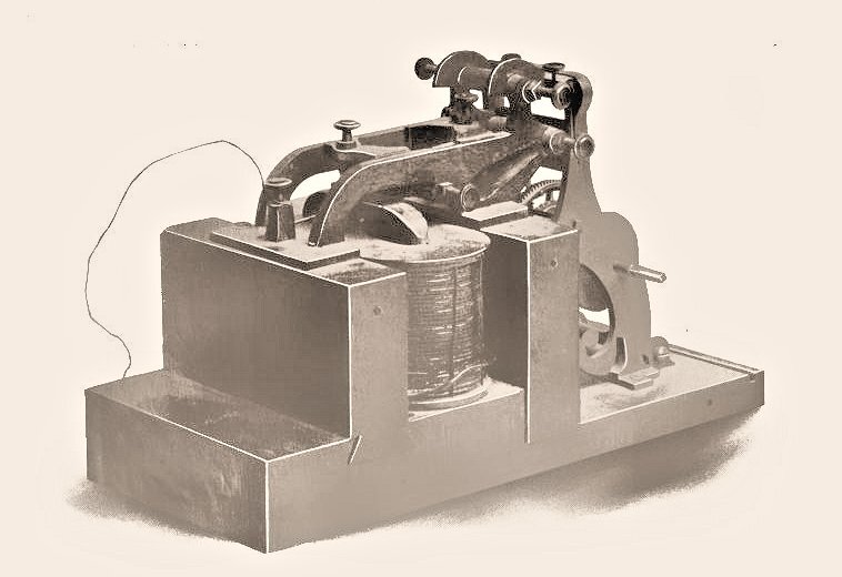 Early photograph of the Morse-Vail telegraph receiver used in their 1844 demonstration of telegraphy (Photo: Alfred Vail via Early History of the Electro-magnetic Telegraph)