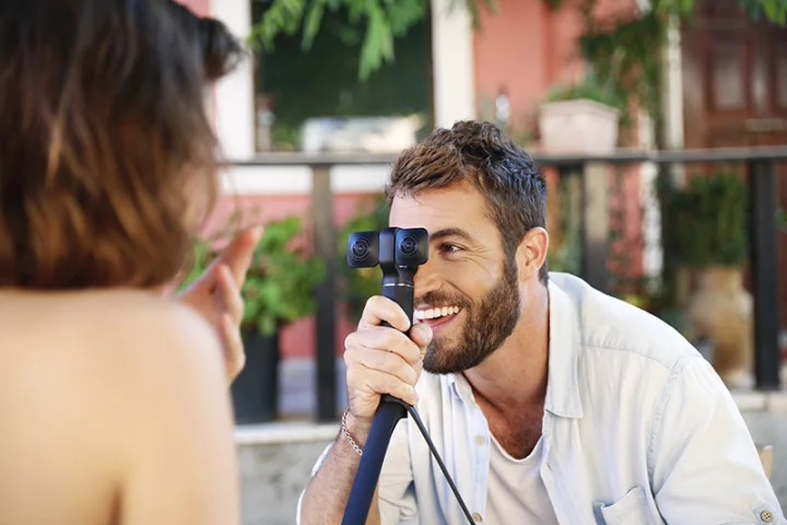 The Vuze XR has two modes: one for recording 360° video and a VR mode (shown) for capturing 180° 3D footage