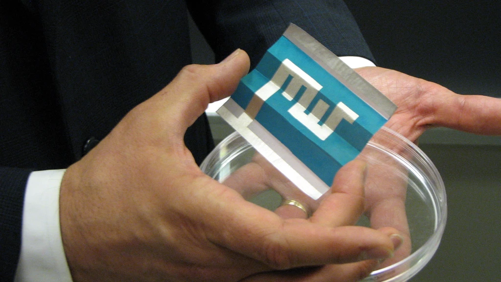 A solar cell printed on paper to spell MIT (Image: CNET)