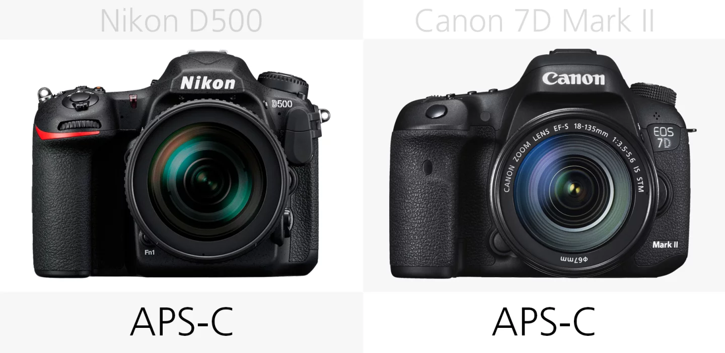 Sensor size comparison of the Nikon D500 and Canon 7D Mark II