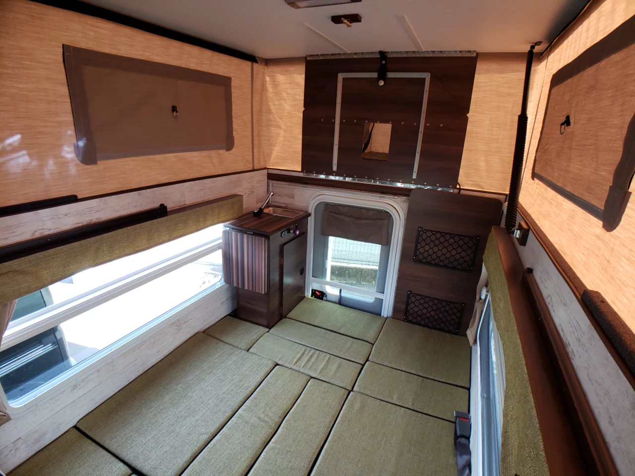 The convertible bed is meant to sleep one adult and one child