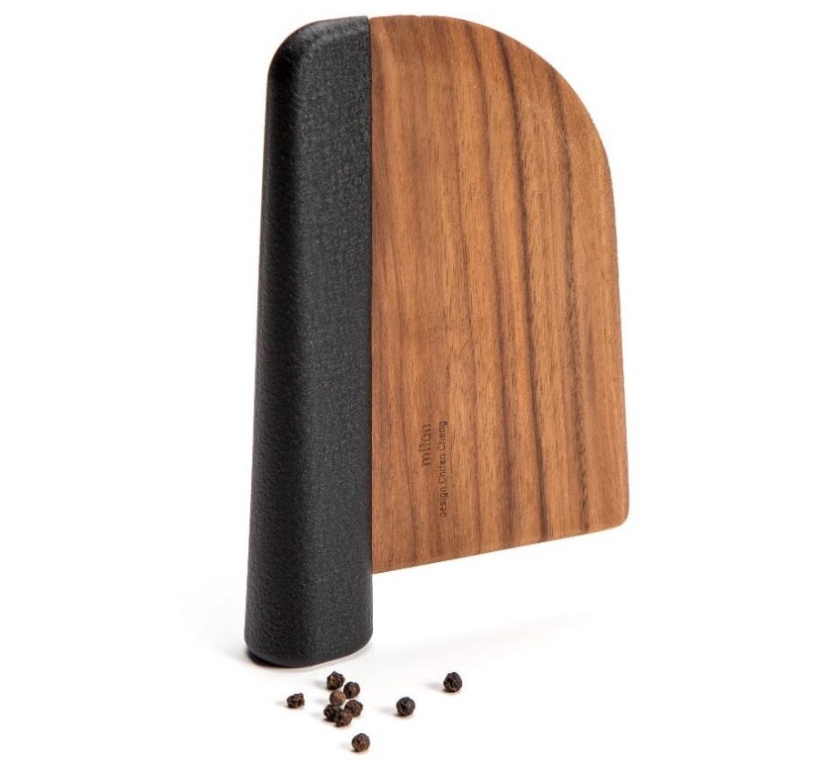 Conveniently, the butt of the Knife's cast-iron handle can also be used as a pestle to grind salt, pepper spices and nuts into dust