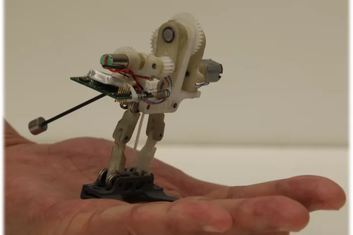 The tailbot, a running, jumping mobile sensor that can maneuver in mid-air with its tail (Photo: Jianguo Zhao)