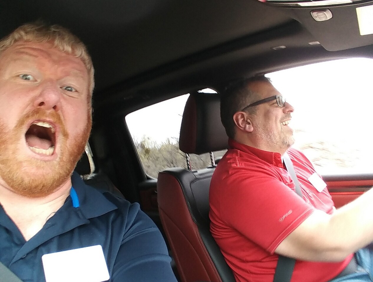 New Atlas writer Aaron Turpen reacts to fellow journalist Paul Strauss taking the helm in off-road driving