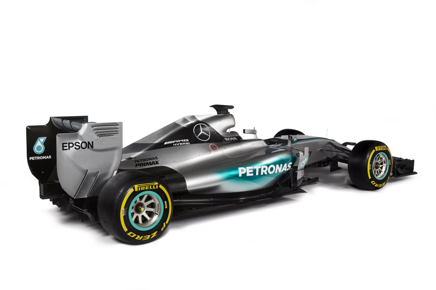 The rear of the new F1 W06 shows off the ever-tightening bodywork around the rear