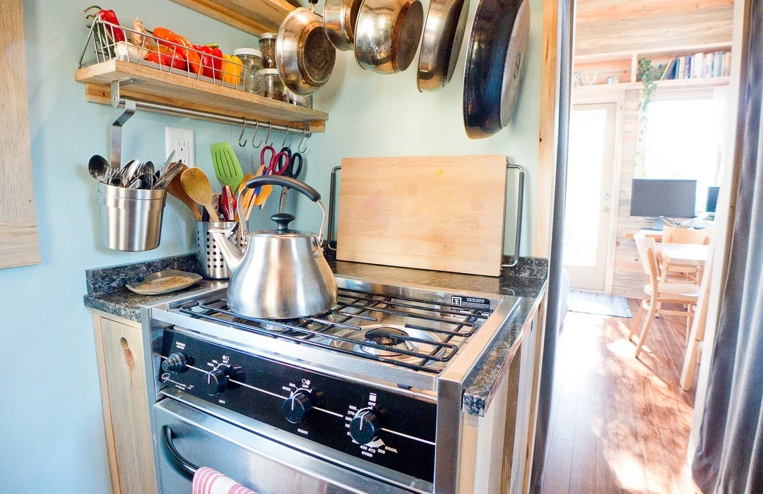 The two-burner stainless steel range stove with oven unit