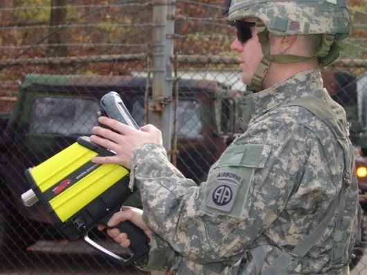 The HazMatID Ranger handheld chemical identifier with detachable PDA