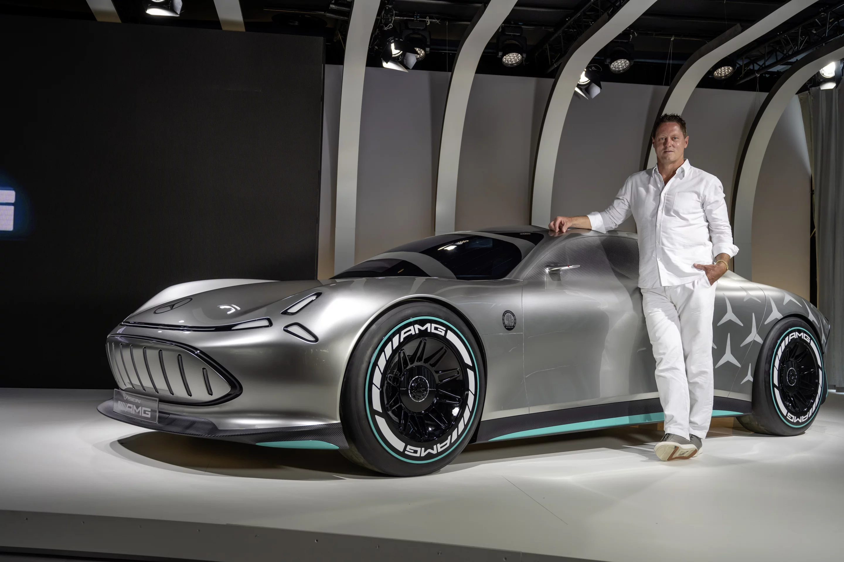 Gorden Wagener, Mercedes design chief, poses with the Vision AMG