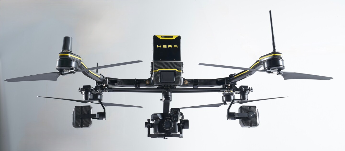 The Hera drone can communicate with its operator up to a distance of 7 miles (11 km), and features an onboard obstacle avoidance system