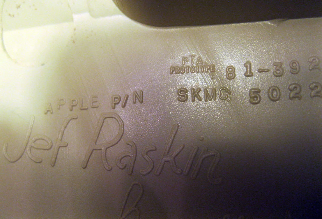 Etched signatures in the Macintosh 128K prototype case