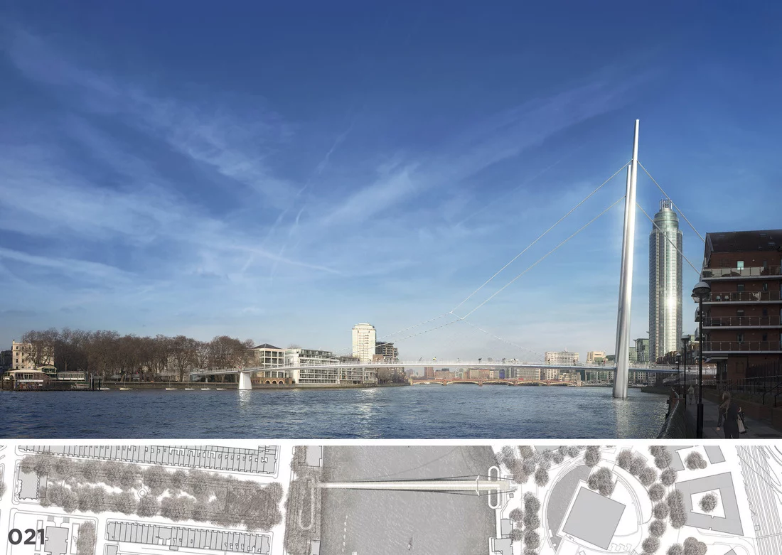 A design marked by a single tall pillar at one end (Image: NEP Bridge Competition)