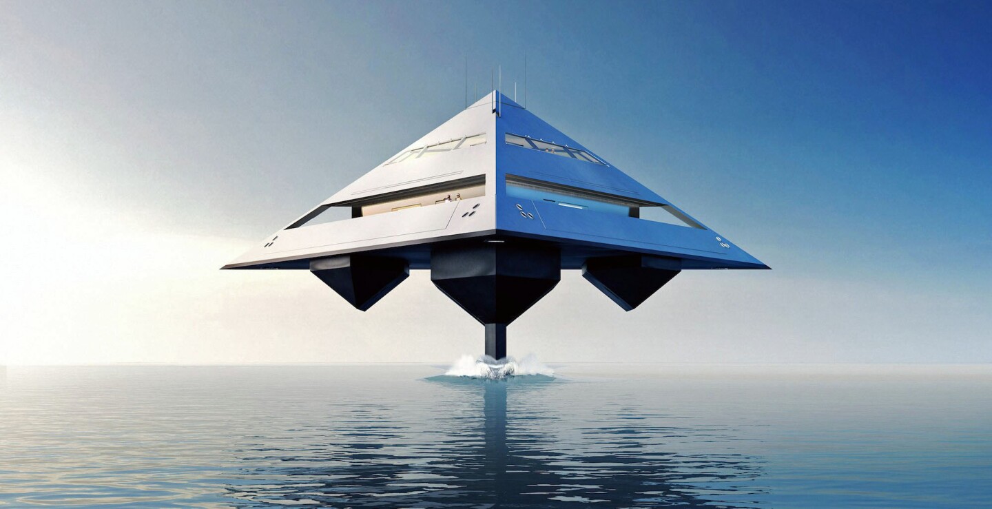 The Tetrahedron looks like it would make for a good on-the-go evil hideout for dastardly deeds as it foils in this concept drawing