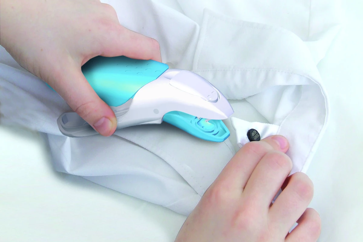 The Attach-a-tag can label clothes in seconds.