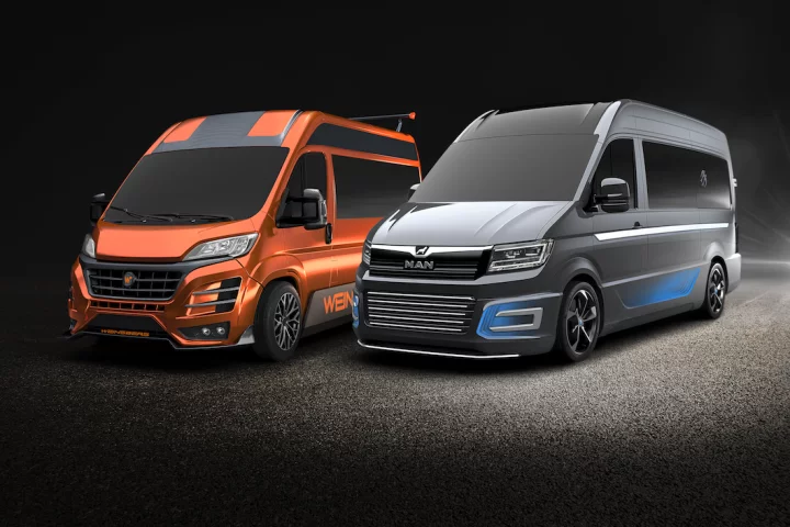 Knaus Tabbert sibling brands Weinsberg and Knaus show some sporty camper van concepts - the Weinsberg CUVolution is on the left, and the Knaus CUVision on the right