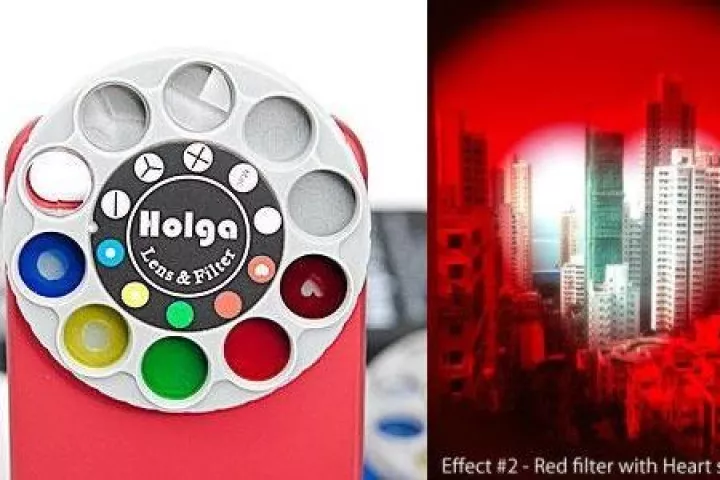 Holga has introduced an iPhone case equipped with a rotating wheel, offering nine different special effects lens filters for the smartphone's built-in camera
