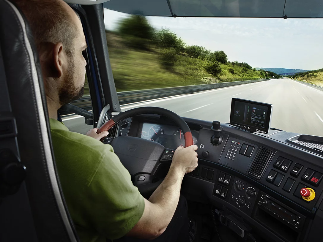 Driver with SARTRE interface (Image: Volvo)