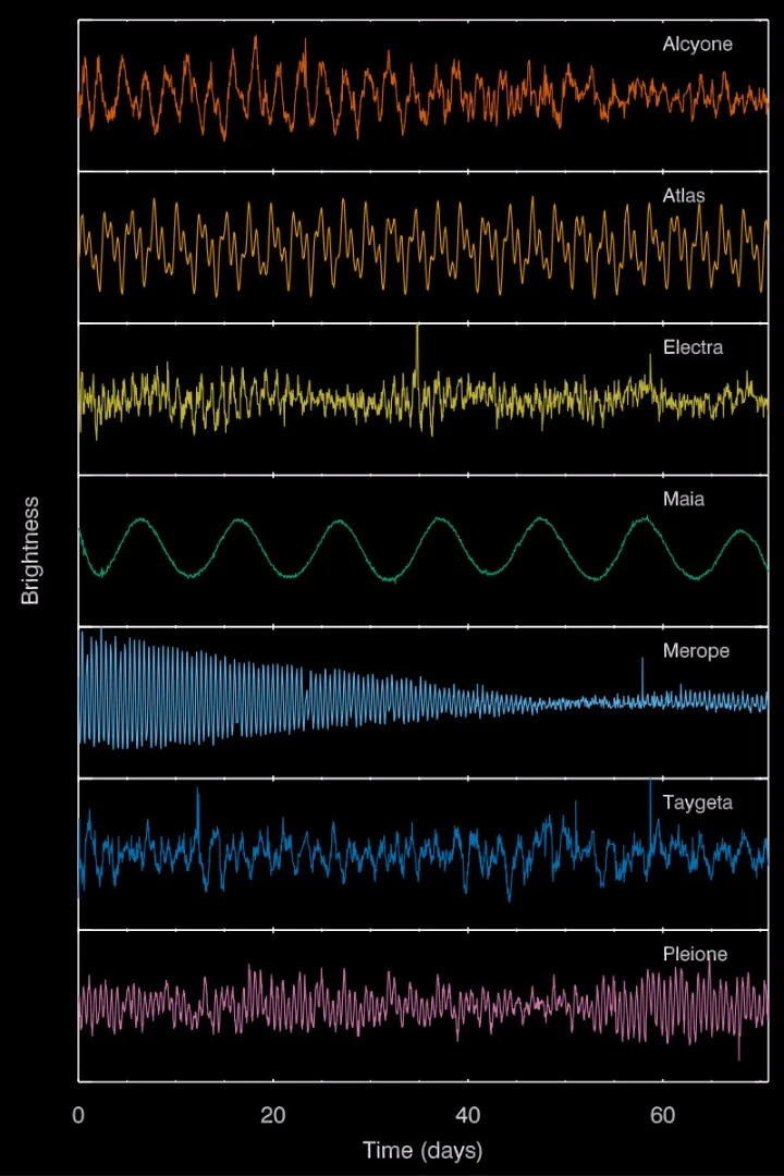 The unique brightness fluctuations of each star reveal clues about their physical properties such as their size and rotation rate
