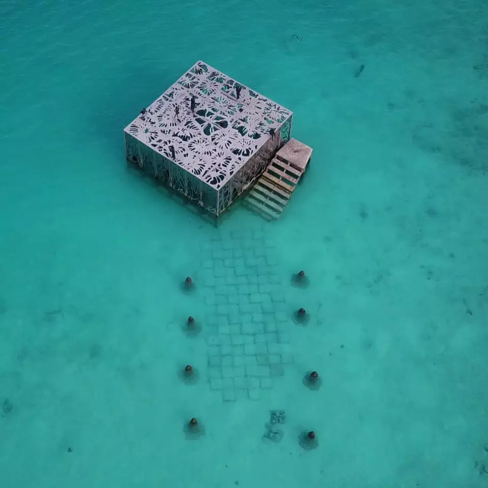 The installation is around 500 feet off the beach