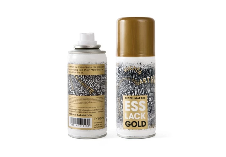 Food Finish spray is offered in gold, silver, red or blue and sold in 100ml cans