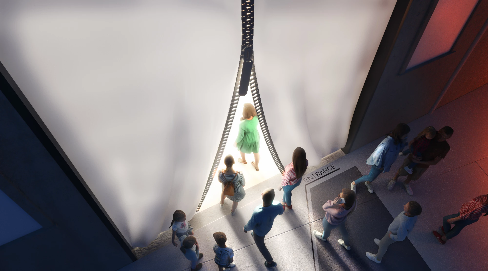 Visitors will enter the MAE Museum through a curtain-like entrance