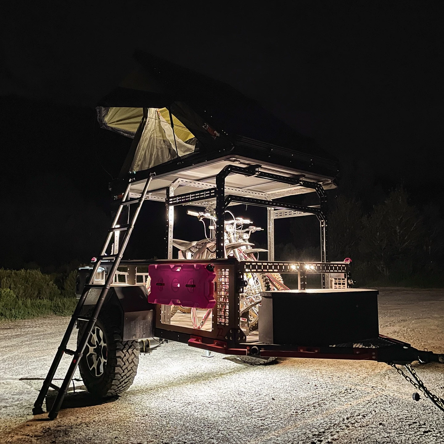 The Zion Z2 off-road trailer can be decked out with lights all around