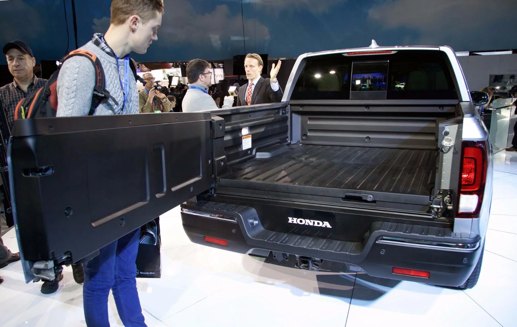 The tailgate on the Ridgeline can also be opened like a barn door