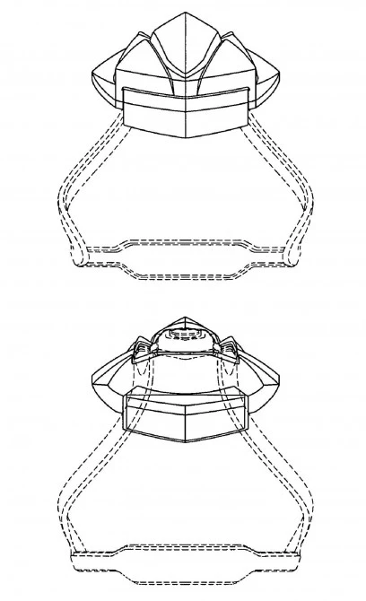 Front and rear schematic shows the system integrated with the fairing