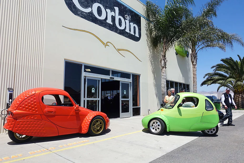 The original Corbin Sparrow, right, with the Sparrow 2