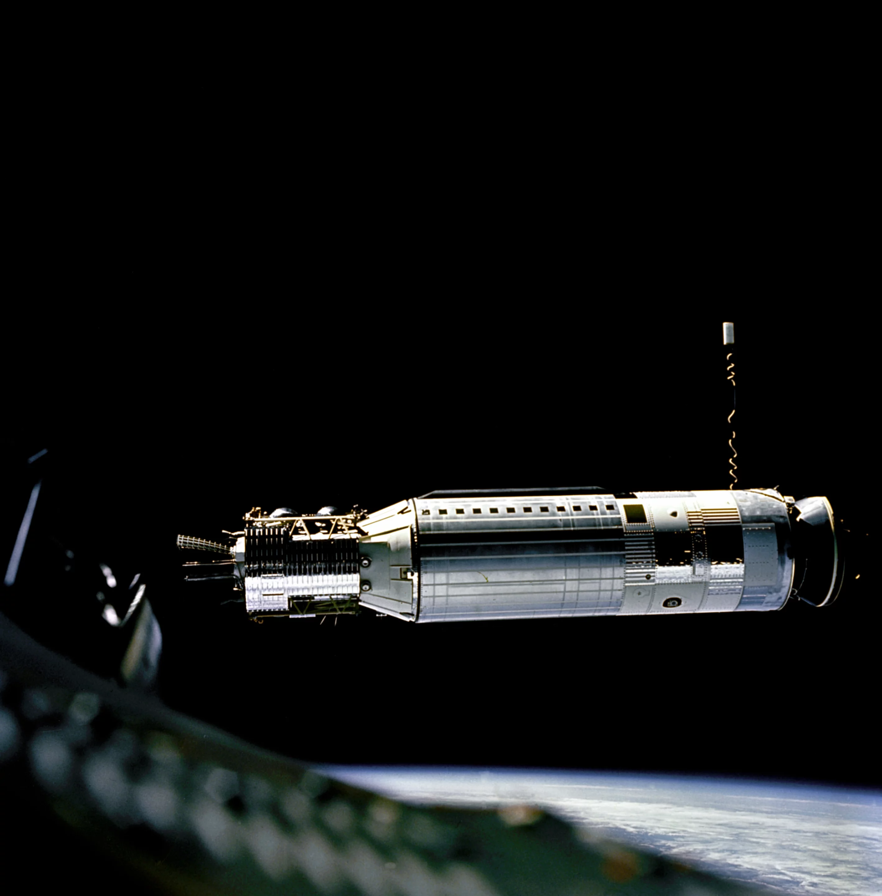 View of target spacecraft prior to the first-ever rendezvous and docking in orbit as shot from Gemini VIII (Photo: NASA)