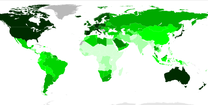 http://en.wikipedia.org/wiki/List_of_countries_by_vehicles_per_capita