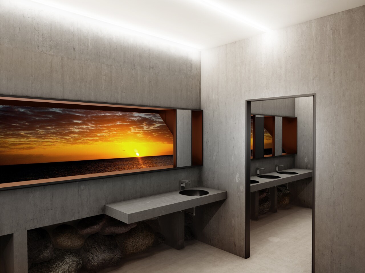Those washing their hands can gaze at the Baltic Sea without having their view interrupted by passing people (Image: Adam Wierciński Architekt)