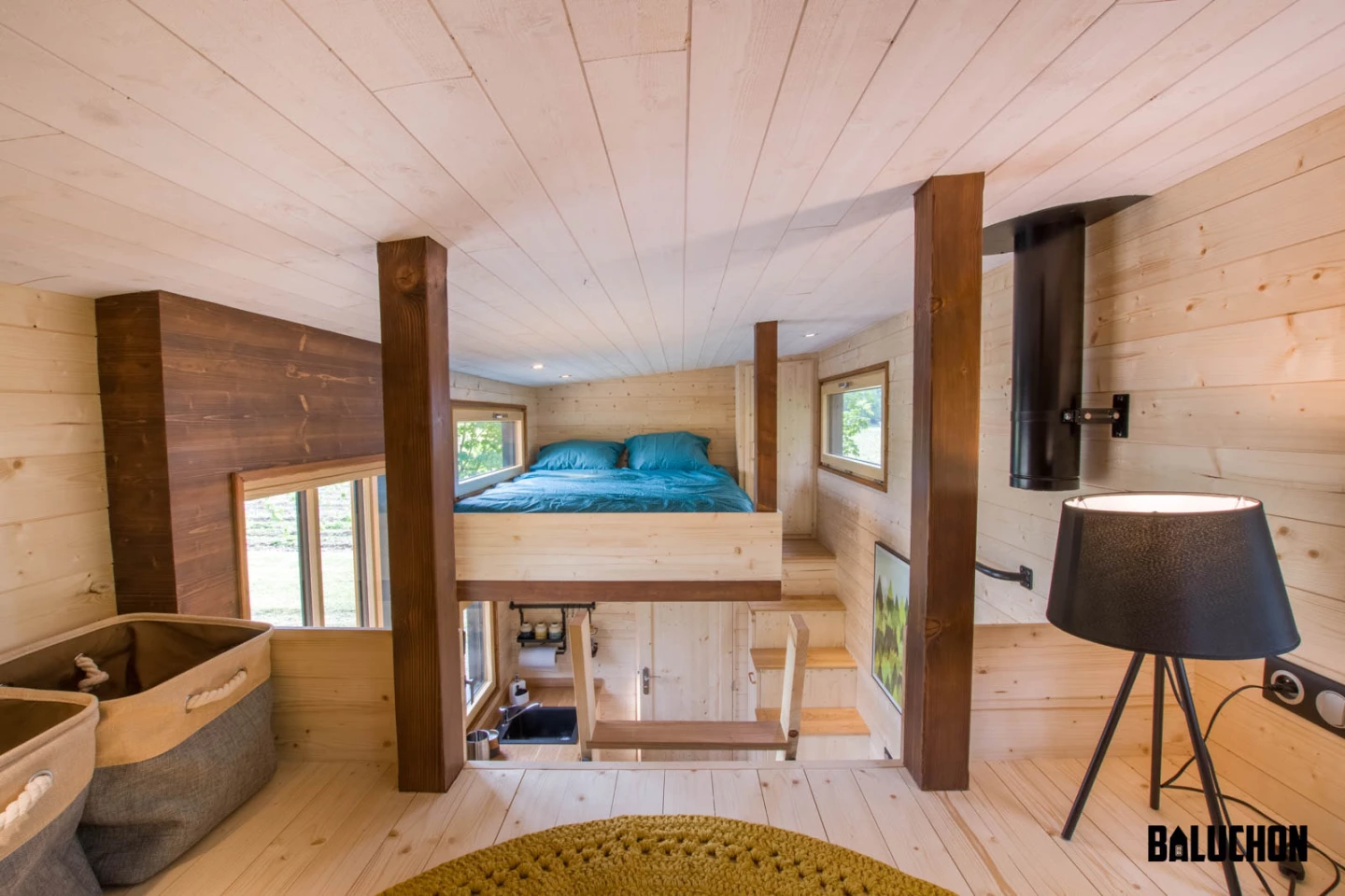 The Astrild Tiny House's bedrooms are directly opposite each other and offer little in the way of privacy