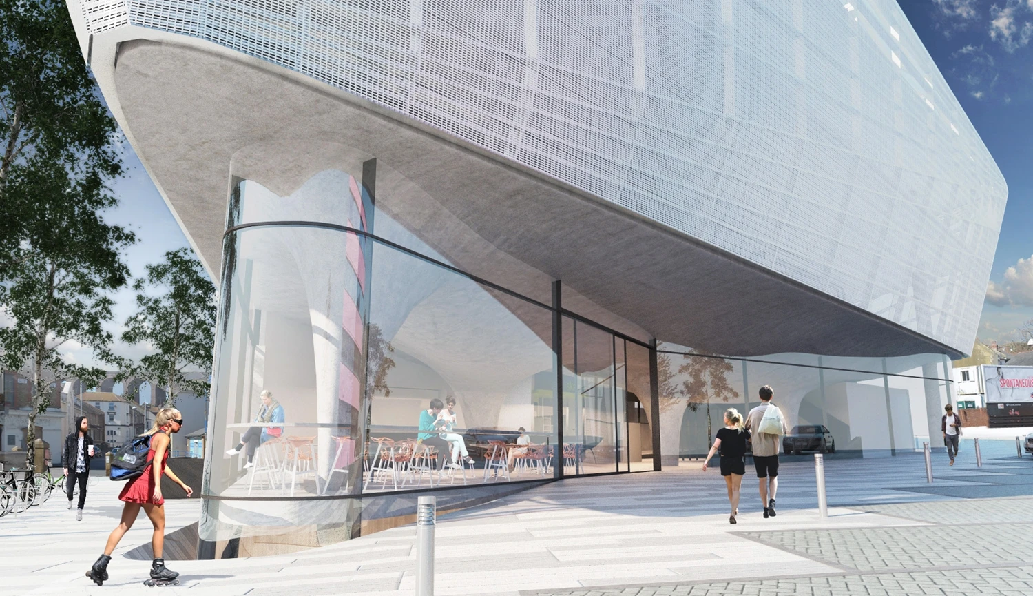 In addition to urban sports facilities, the building will leisure spaces