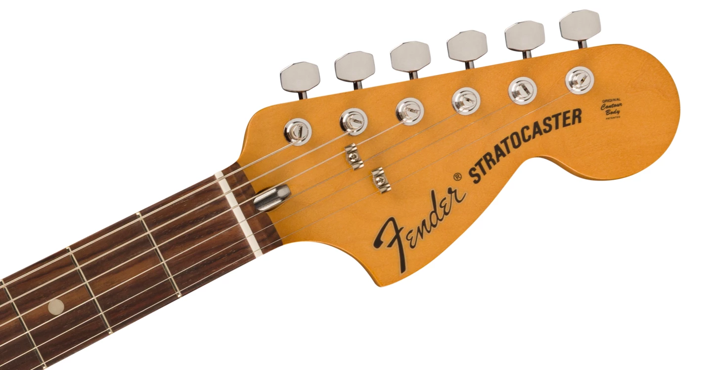 Slotted tuning pegs, synthetic bone nut, vintage tall frets and a rosewood fingerboard