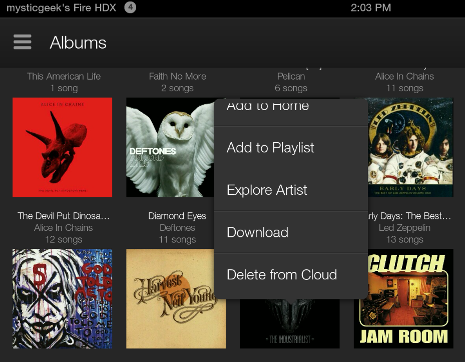 Long tap movies and music to get a menu with the download option