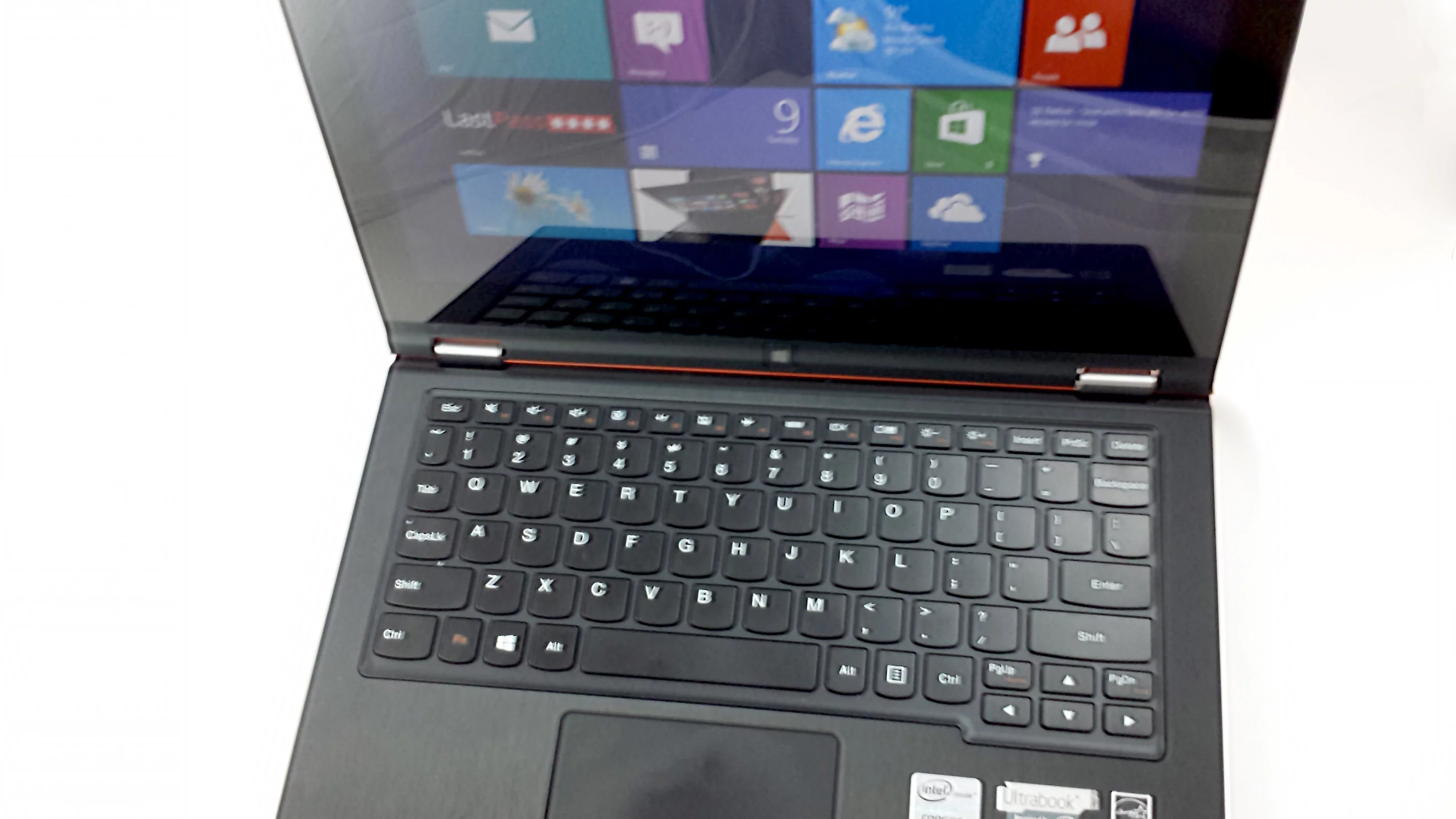 The Yoga's keyboard has curved keys, which make for comfy typing