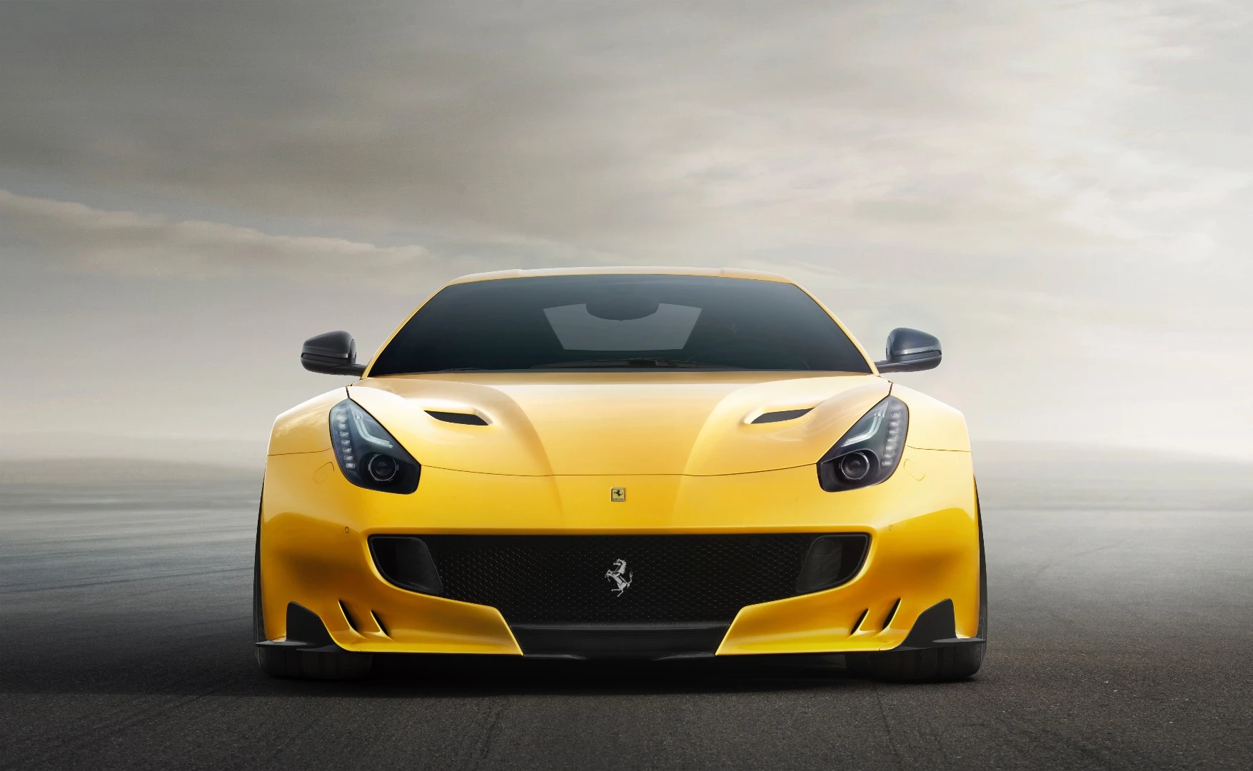 The Ferrari F12tdf sits on widened tracks