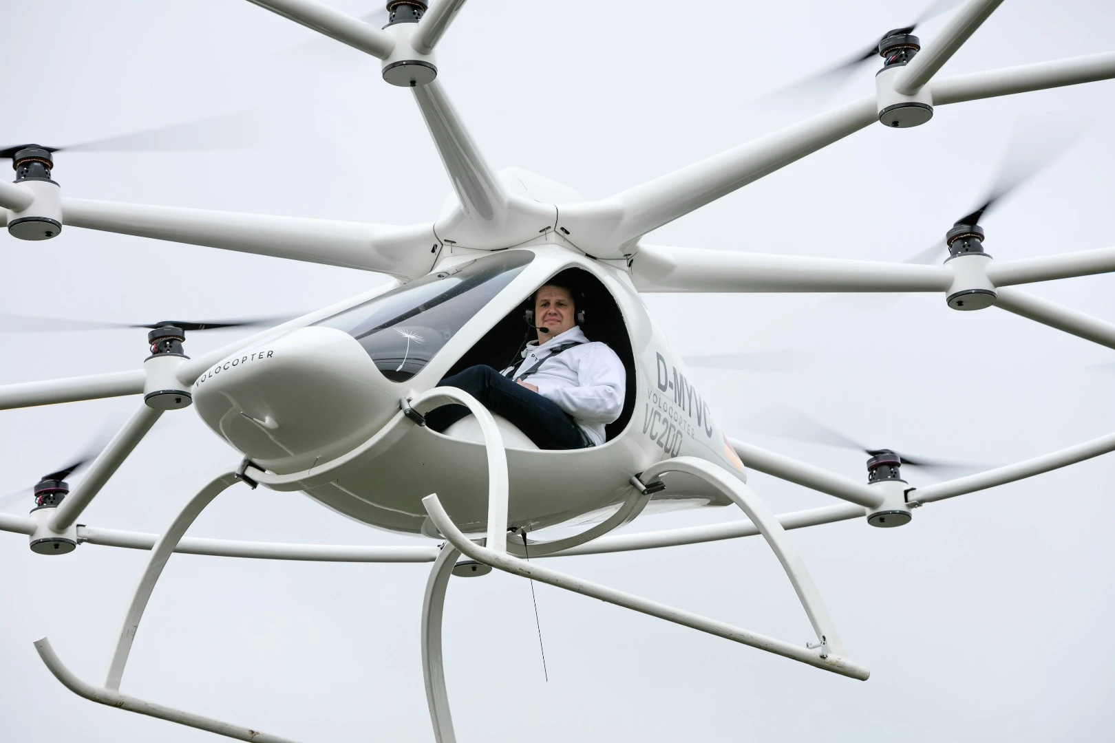 Despite its complex shape and daunting appearance, the Volocopter is designed to bring personal flight to the masses by being easy to fly, so easy that anyone can apparently have a go