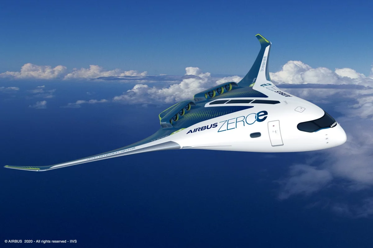 Airbus is working on a number of hydrogen-fueled clean aircraft, including this blended wing concept
