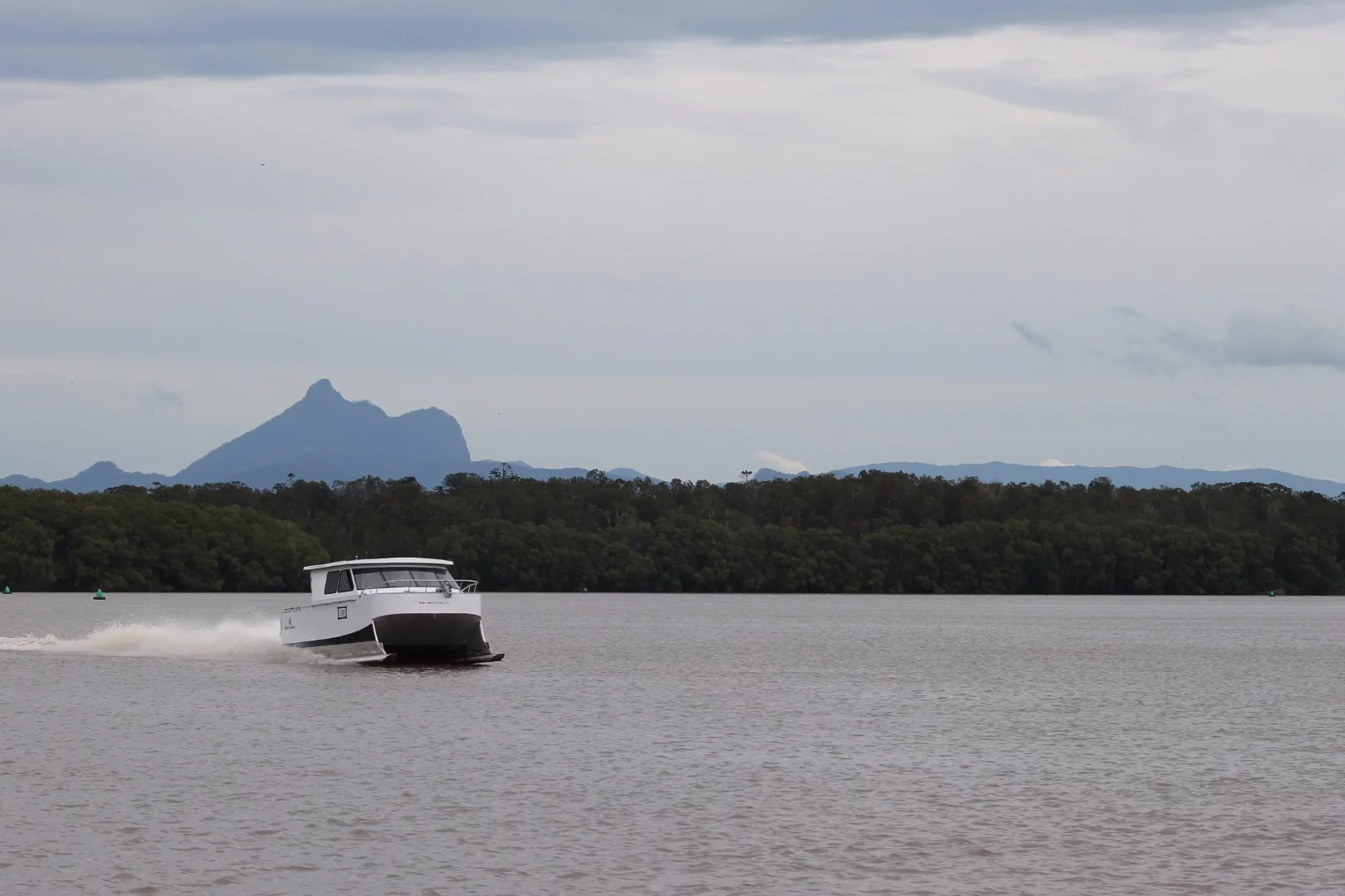 River trials of the SeaSki on the Tweed River, northern New South Wales, Australia, with Mt. Warning as the backdrop