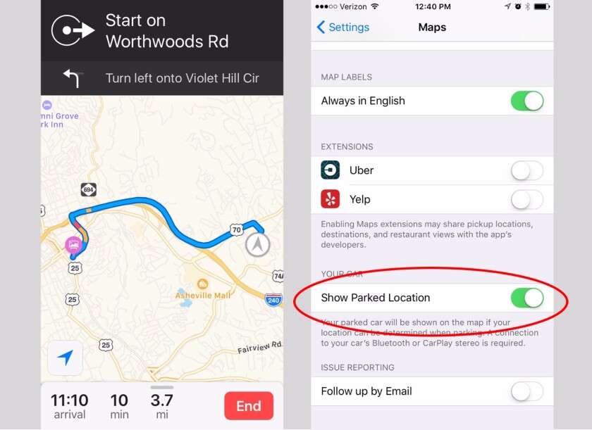 Maps has an updated interface and a new Parked Location feature