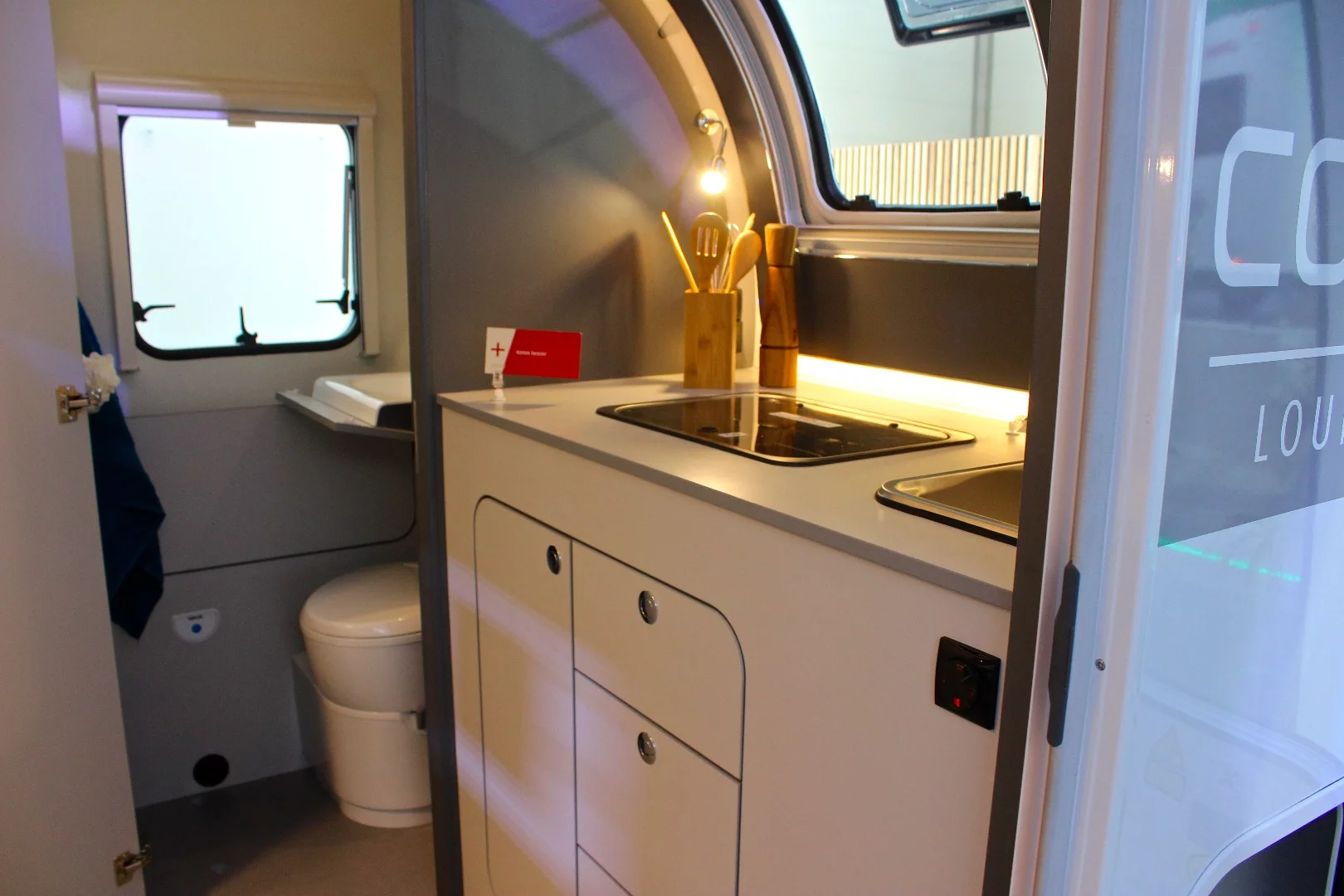 Inside, the Dethleffs Coco has a front kitchen block below a large skylight