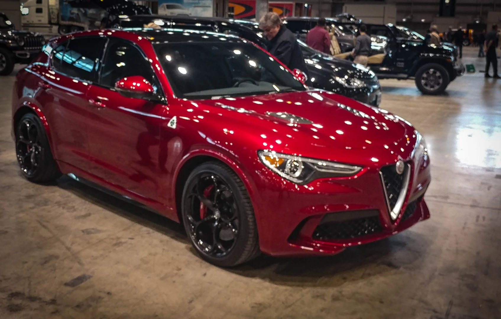 The Alfa Romeo Stelvio in its Quadrifoglio performance edition, sporting 505 horsepower, is on display in Chicago