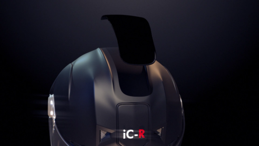 iC-R helmet - built in solar panel helps charge what will likely be an enormous battery