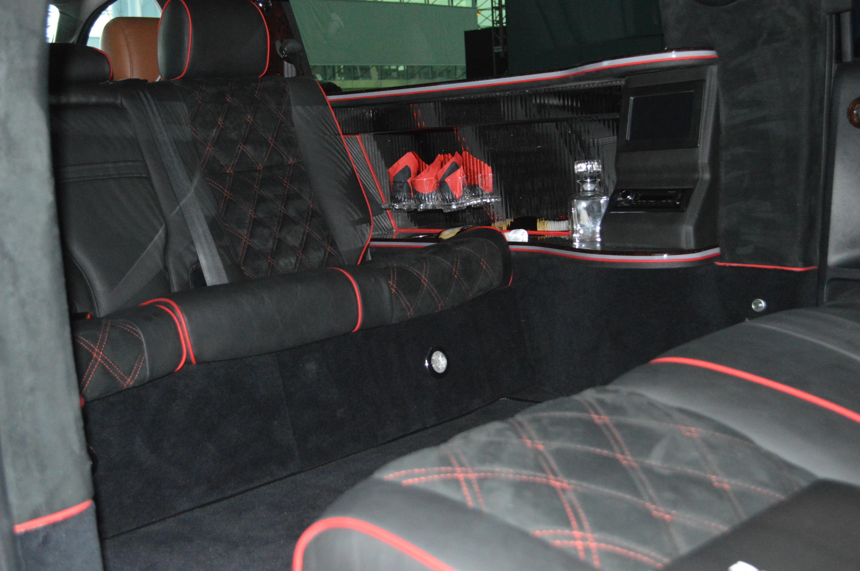 Inside the passenger cab of the Devolro limo