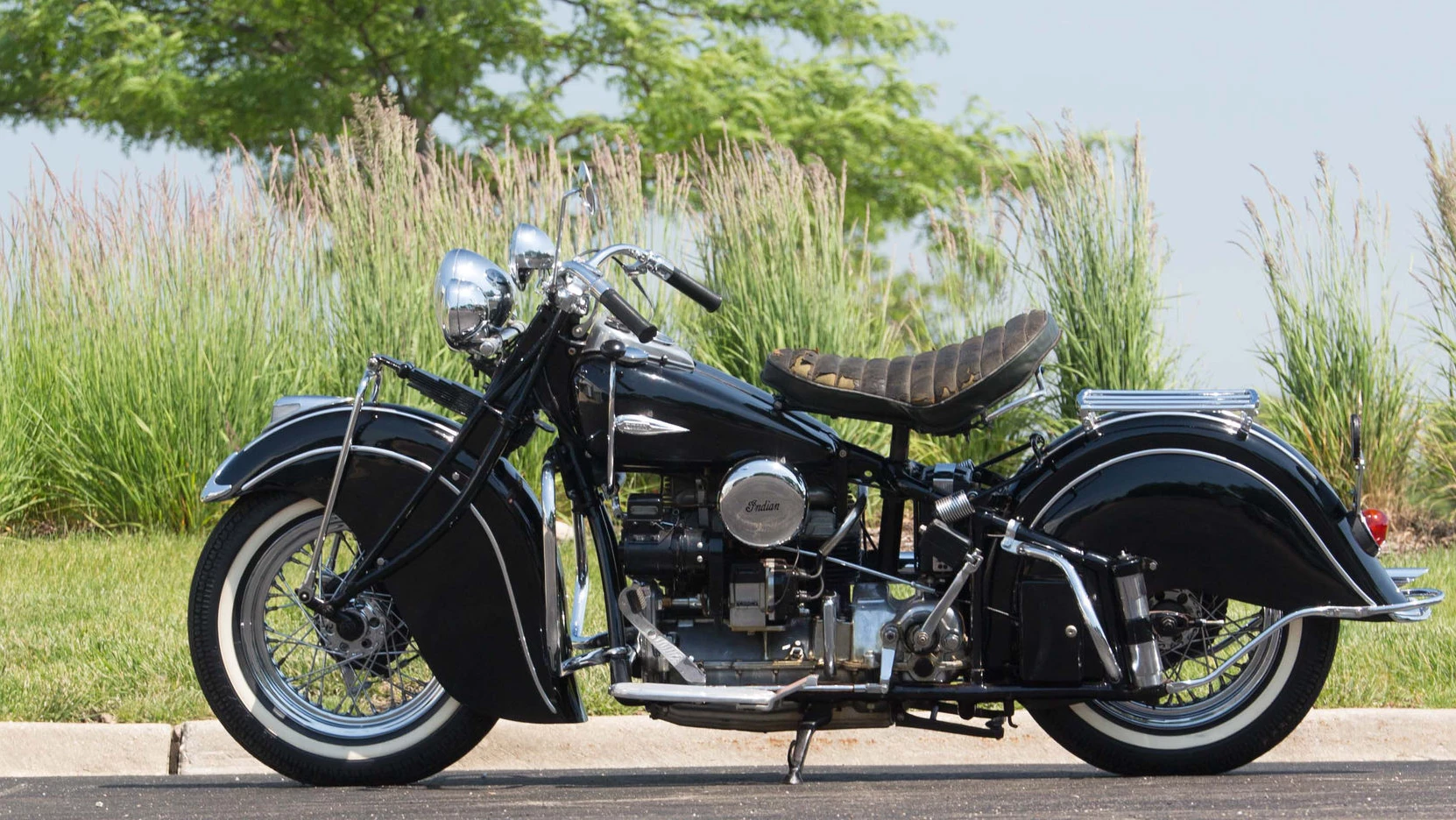 This beautifully restored Indian Four was the first one off the production line in the final year of Indian Four Cylinder production. It was estimated to sell for $200,000 to $250,000 but the final bid of $121,000 landed the prize, adding up to $133,100 with buyer's premium and another Monterey bargain.