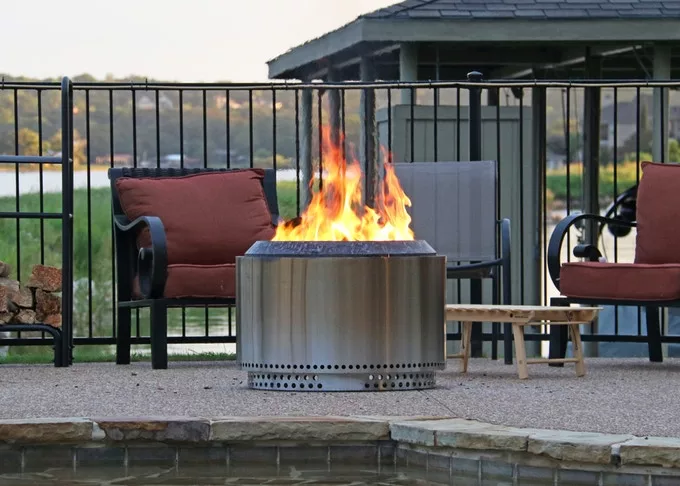 The Solo Stove Yukon measures 30 inches (76 cm) across and 16 in (41 cm) tall, with a total weight of 45 lb (20 kg)